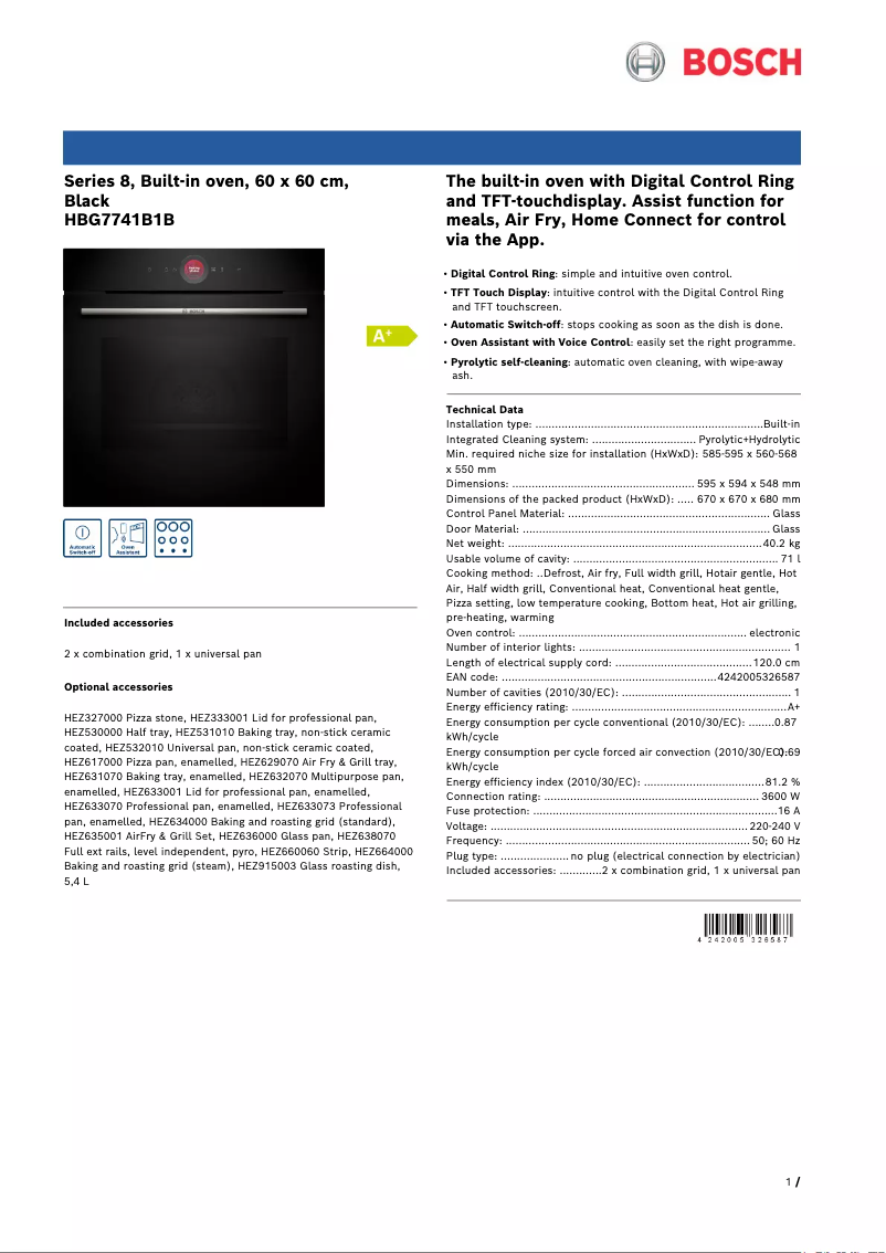 First page image of the manual for HBG7741B1B