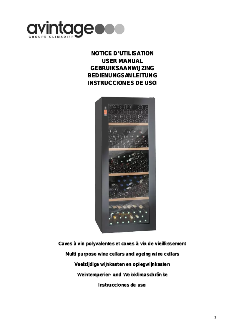 First page image of the manual for DV265AGN7