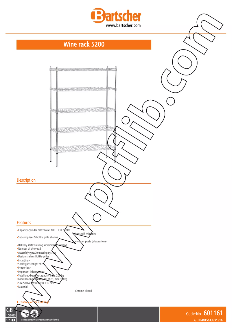 First page image of the manual for 601161