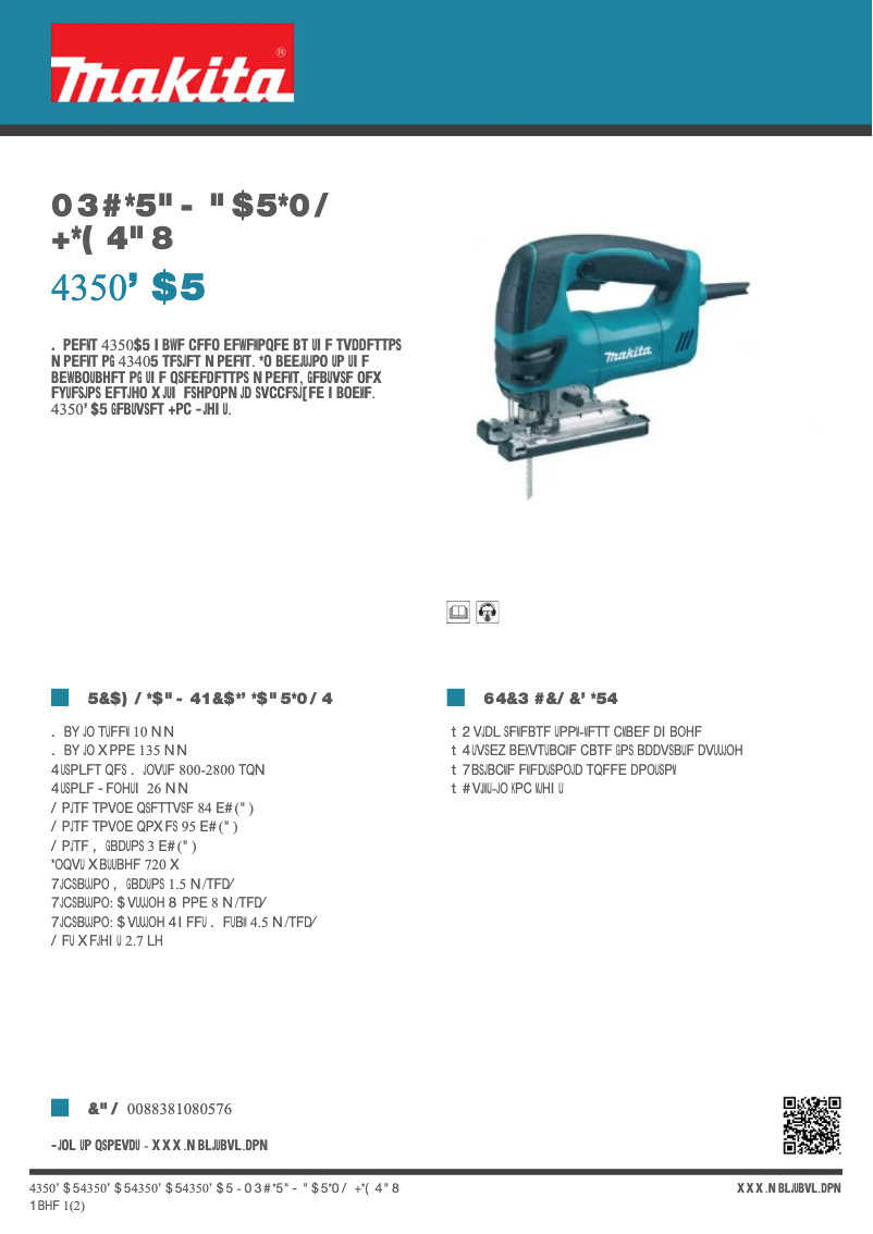 Page 1 of the manual Technical Sheet Makita 4350FCT