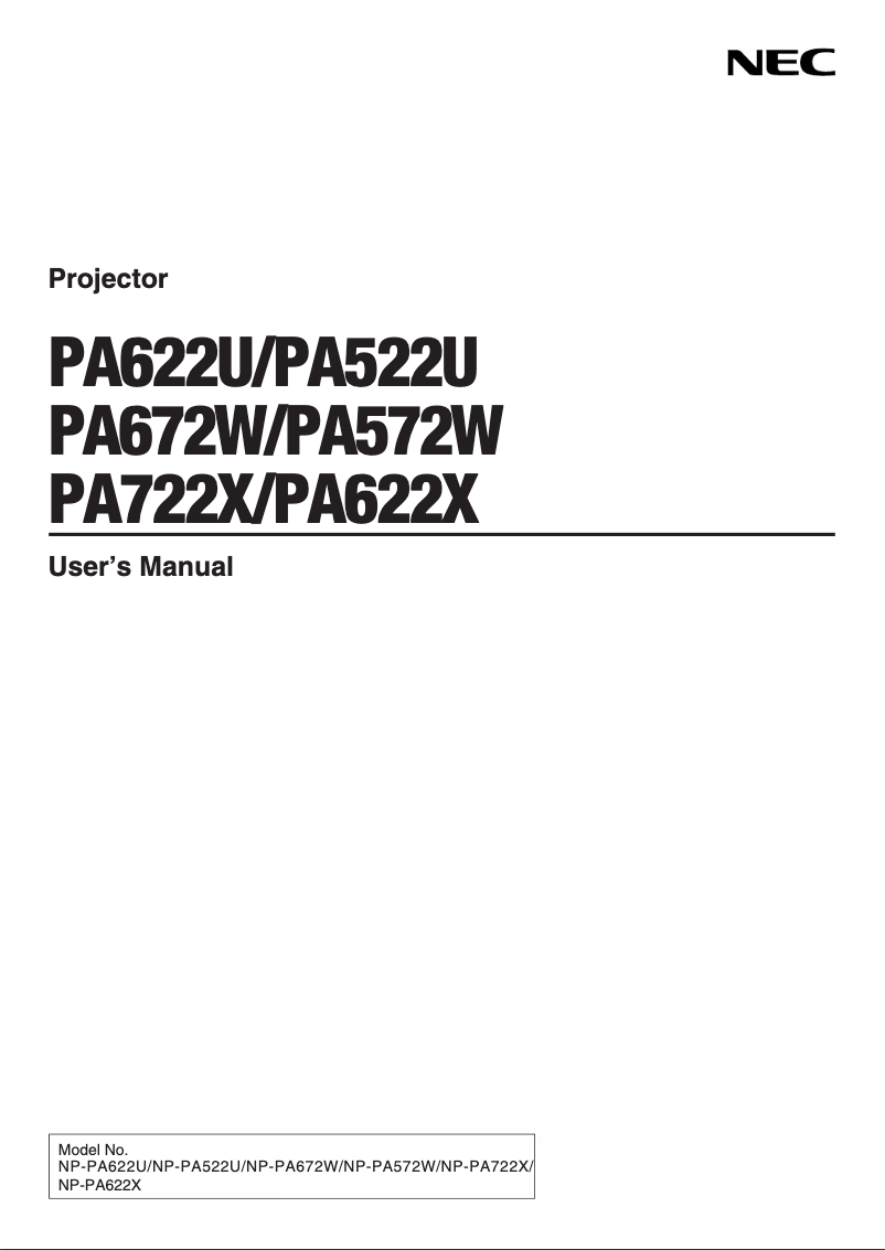 First page image of the manual for NP-PA622U-13ZL
