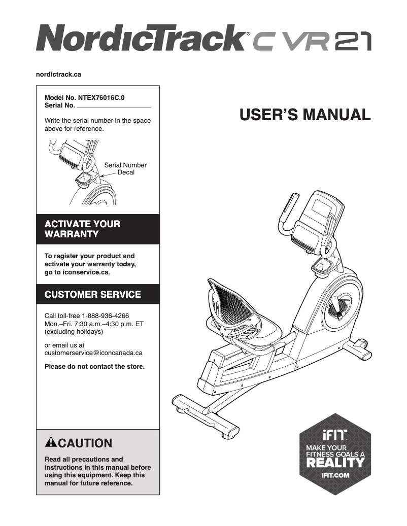 First page image of the manual for VR21