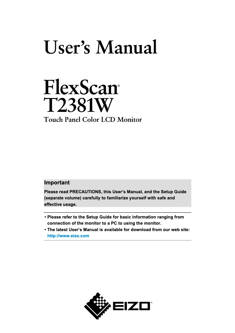 First page image of the manual for T2381W