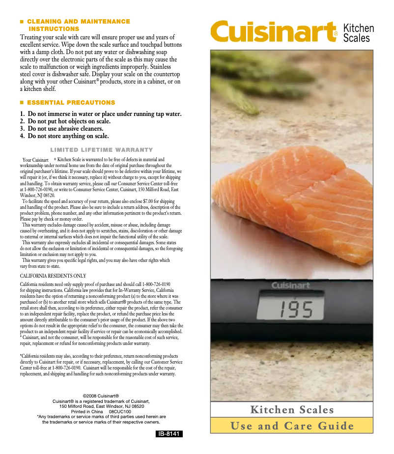 Page 1 of the manual User Manual Cuisinart KML-10