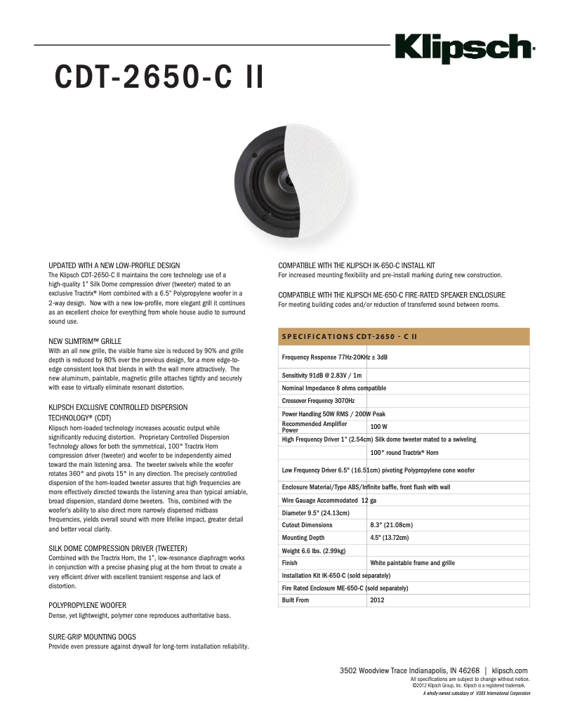 First page image of the manual for CDT-2650-C II