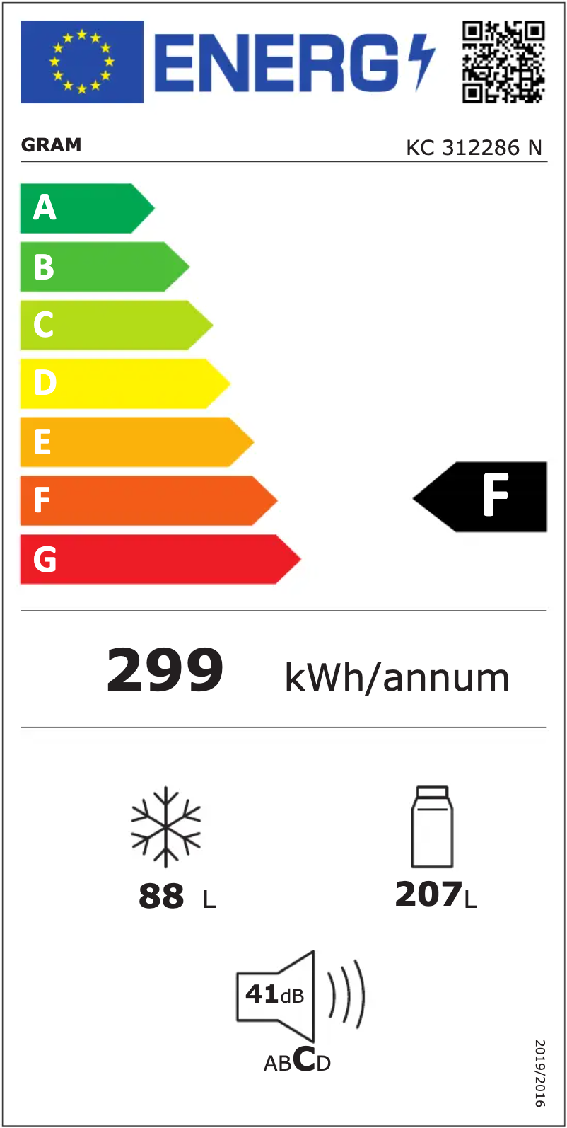 Page 1 of the manual Energy Label Gram KC 312286 N