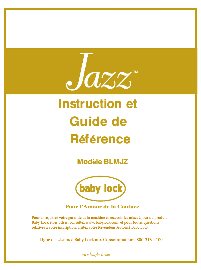 Page 1 of the manual User Manual Baby Lock Jazz BLMJZ