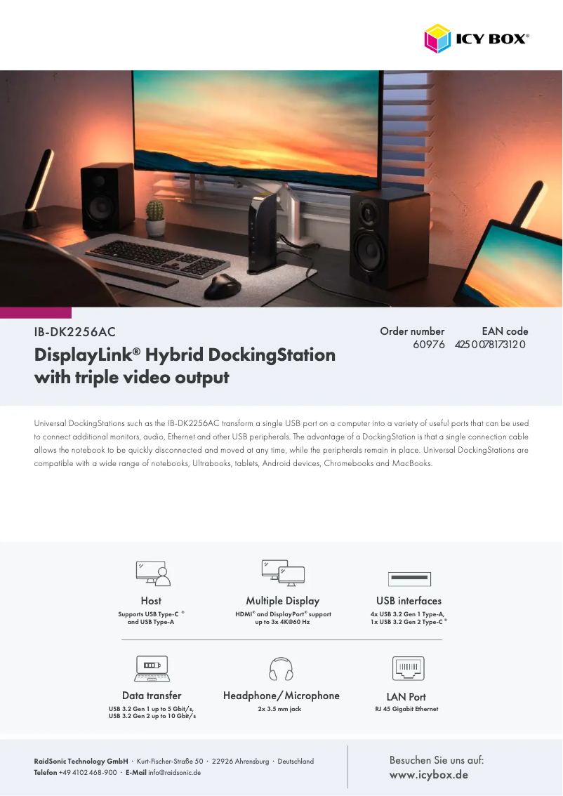 Page 1 of the manual Technical Sheet Icy Box IB-DK2256AC