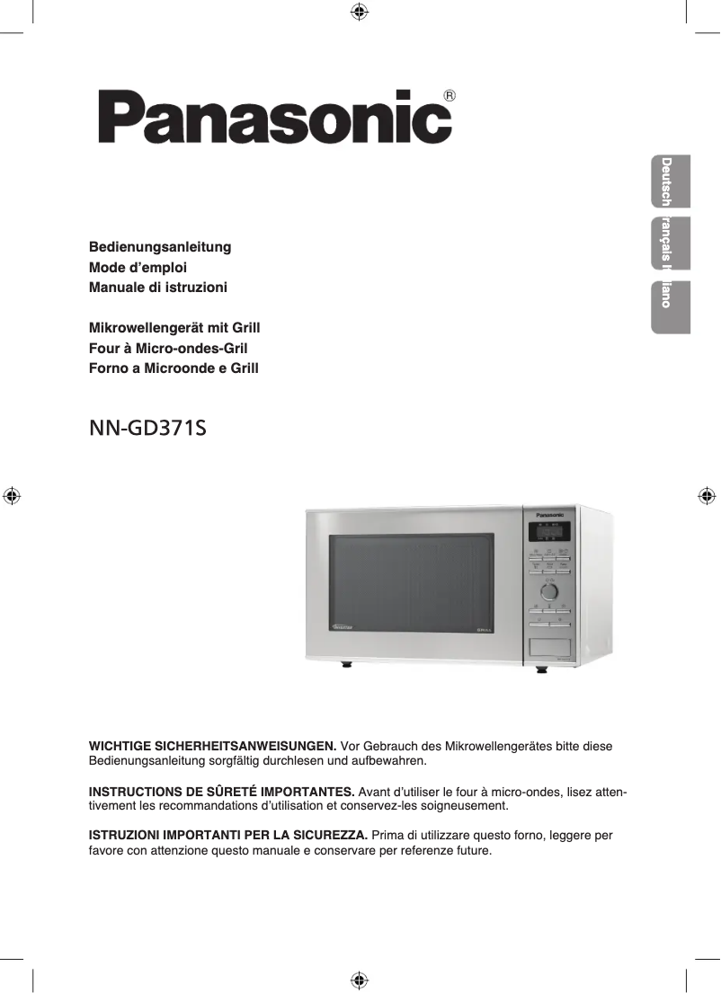 First page image of the manual for NN-GD371