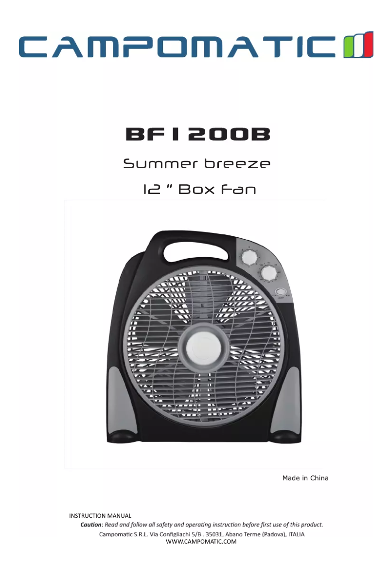 First page image of the manual for BF1200B