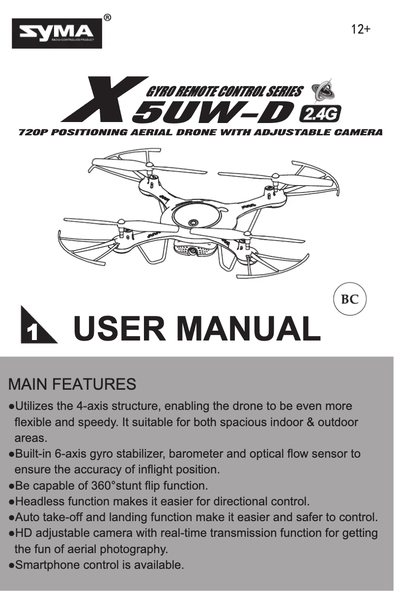 Page 1 of the manual User Manual Syma X5UW-D