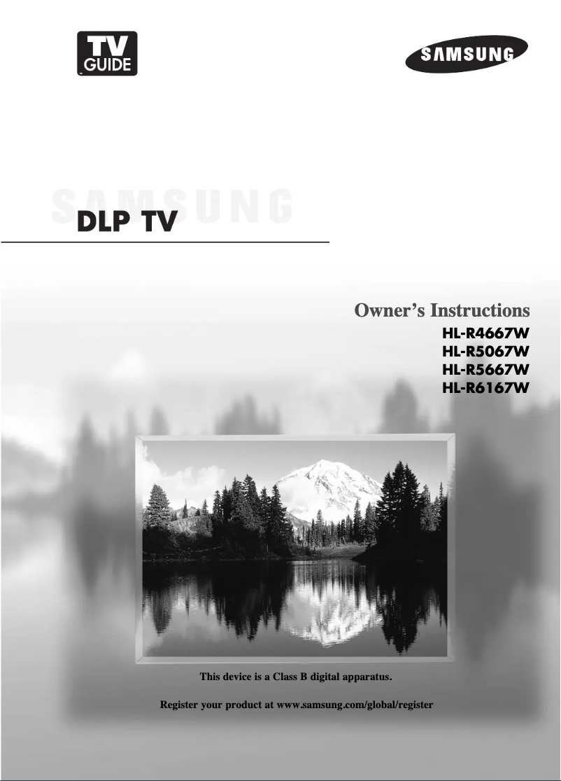 Page 1 of the manual User Manual Samsung HL-R5067W