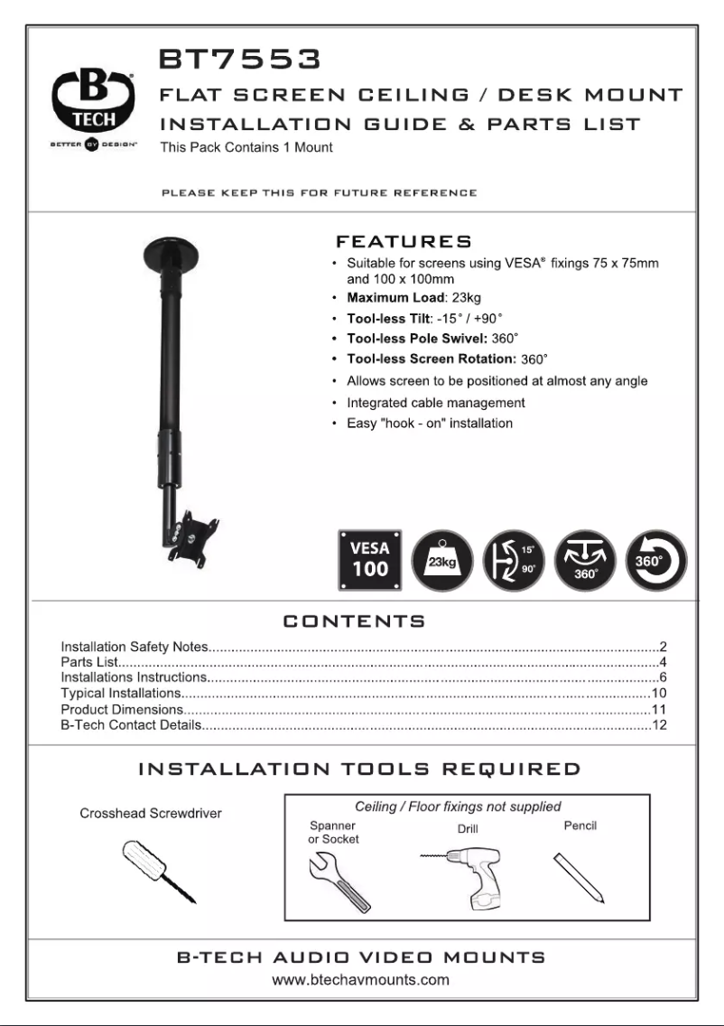 First page image of the manual for BT7553-200