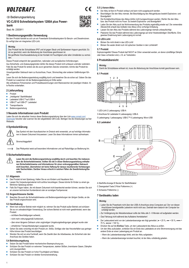 Page 1 of the manual User Manual Voltcraft VC-CJS10