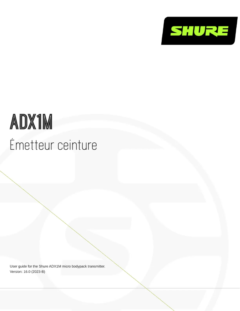 Page 1 of the manual User Manual Shure ADX1M