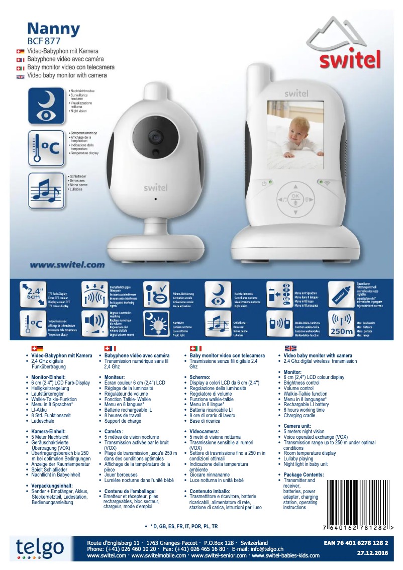 Page 1 of the manual Technical Sheet Switel BCF877