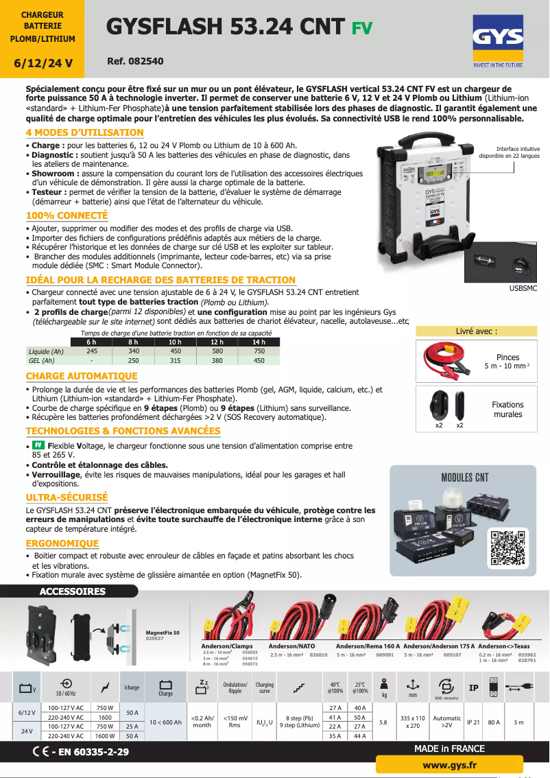 Page 1 of the manual Technical Sheet GYS Gysflash 53.24 CNT FV