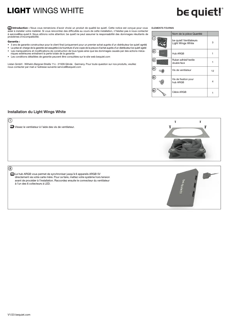 First page image of the manual for Light Wings White