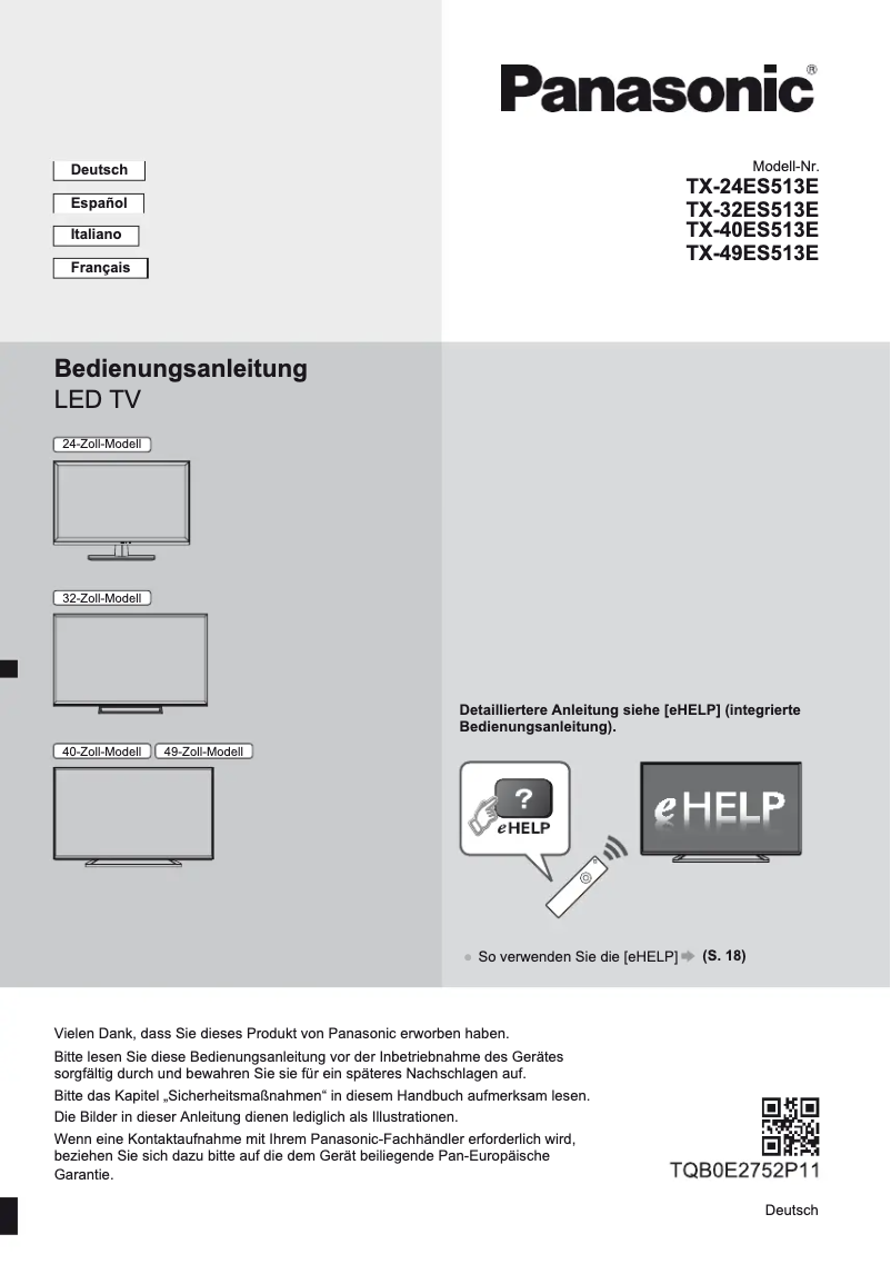 First page image of the manual for TX-24ES513E