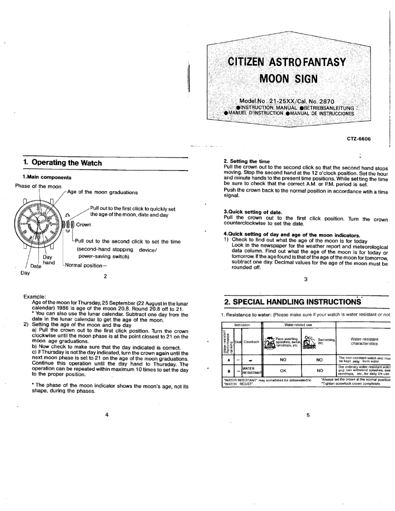 First page image of the manual for Cal 2870
