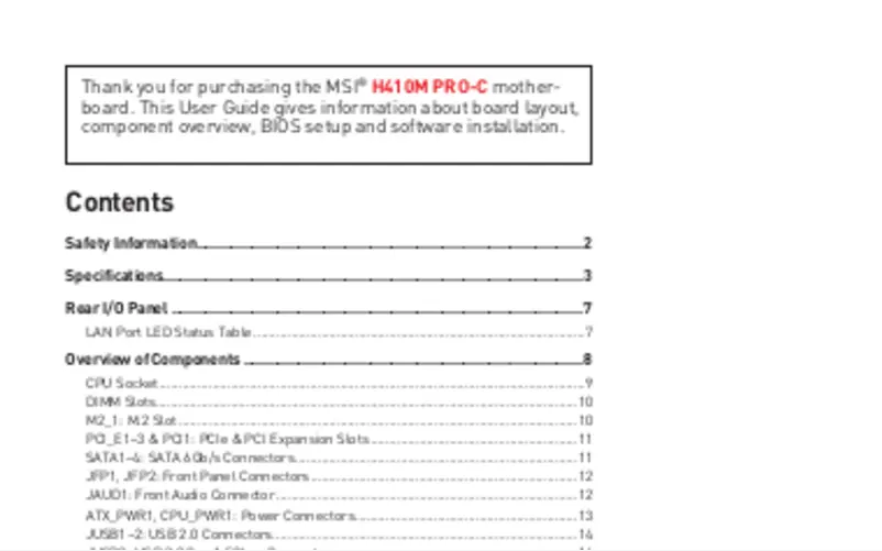First page image of the manual for H410M PRO-C