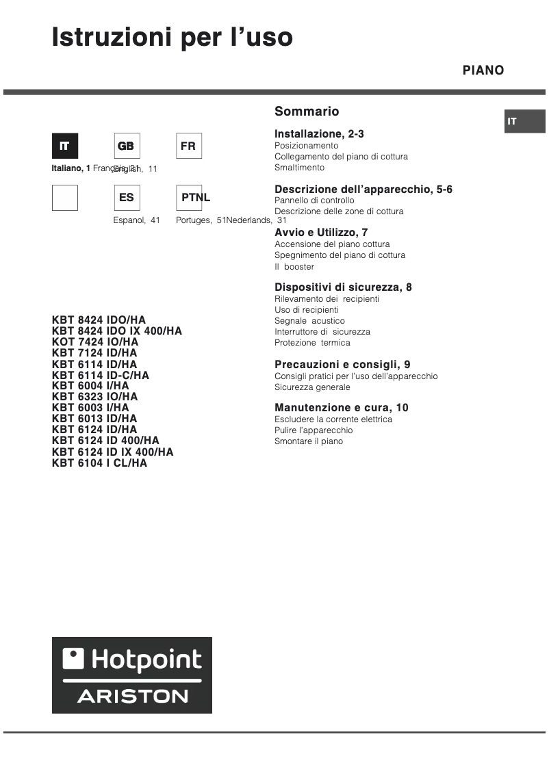 First page image of the manual for KBT6124IDIX