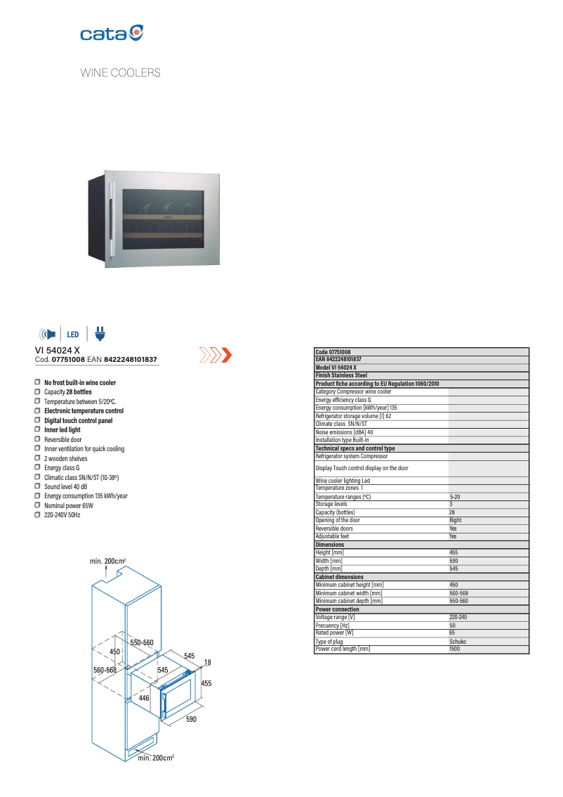 Page 1 of the manual Technical Sheet CATA VI 30117 X