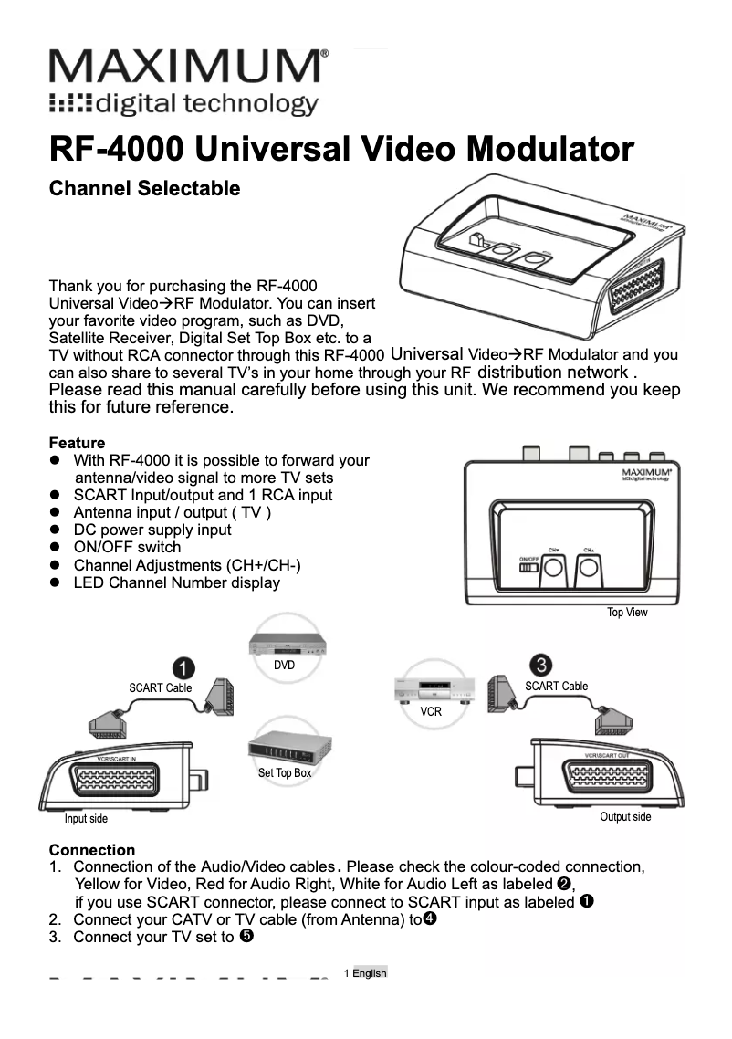 First page image of the manual for RF 4000