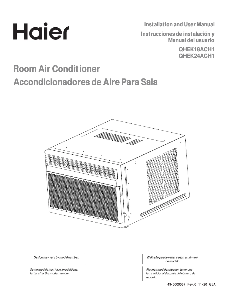 Page 1 of the manual User Manual Haier QHEK24AC