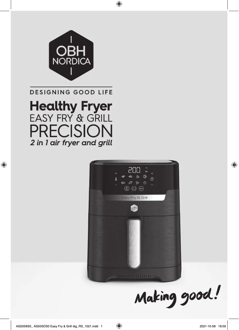 Page 1 of the manual User Manual OBH Nordica Easy Fry & Grill Precision+ AG505DS0