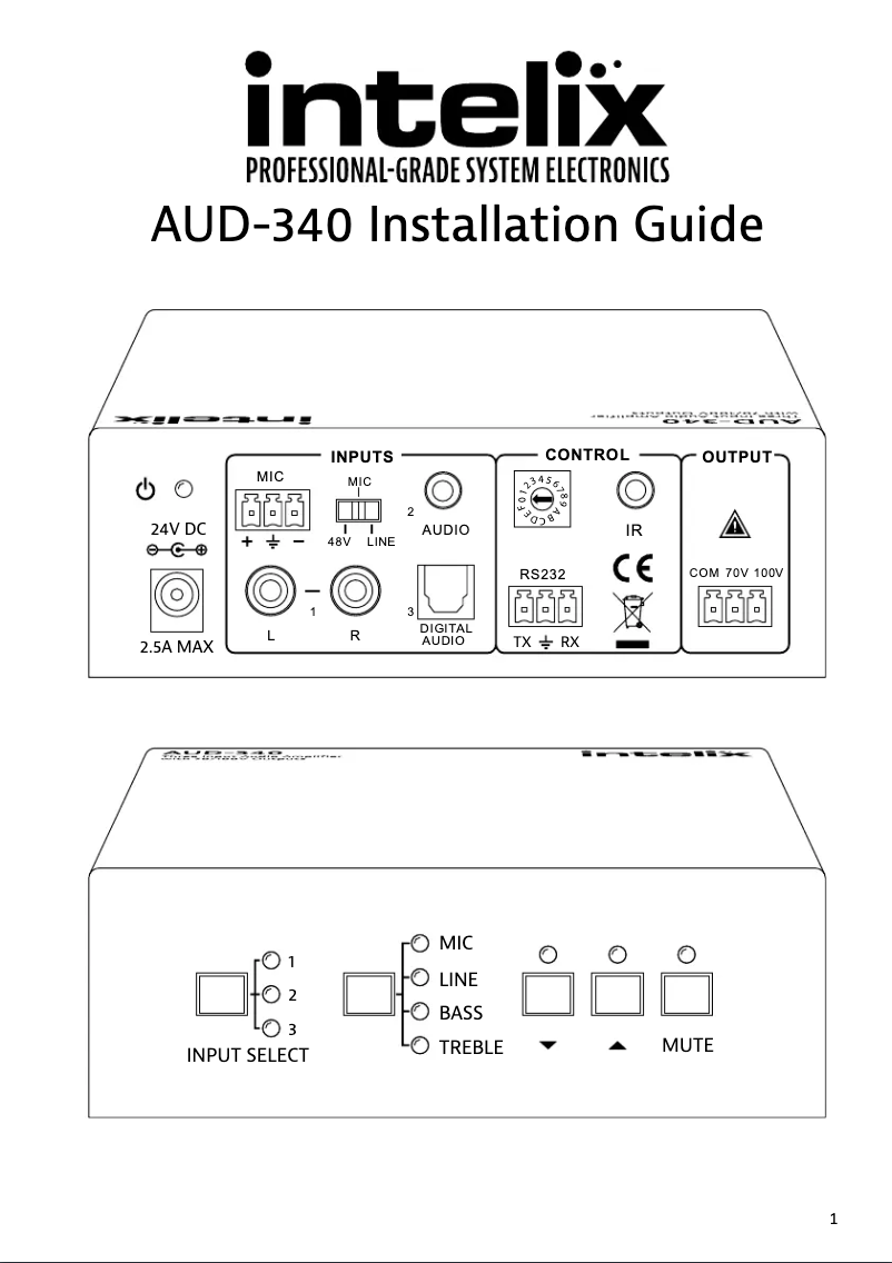 Page 1 of the manual User Manual Intelix AUD-340