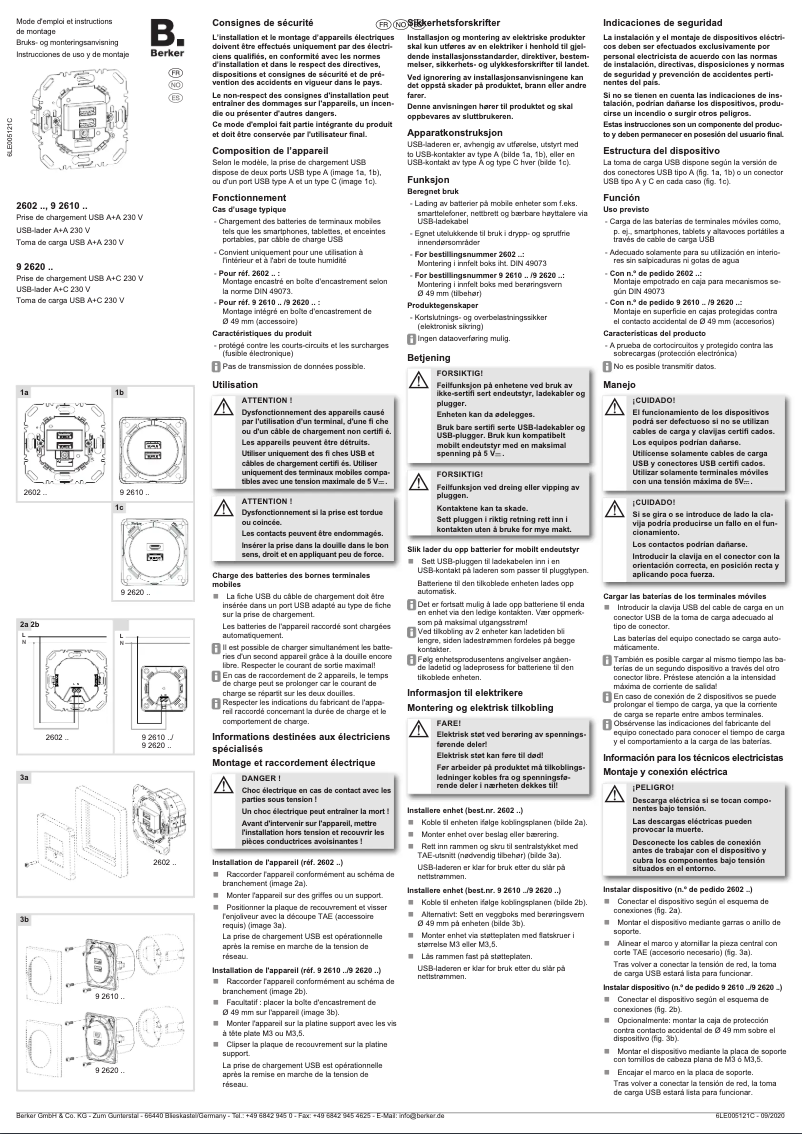 Page 1 of the manual Installation Guide Berker 260205