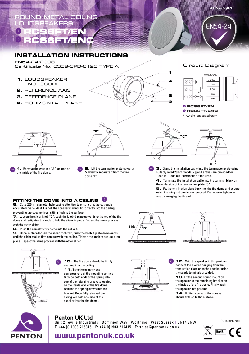First page image of the manual for RCS6FT/EN