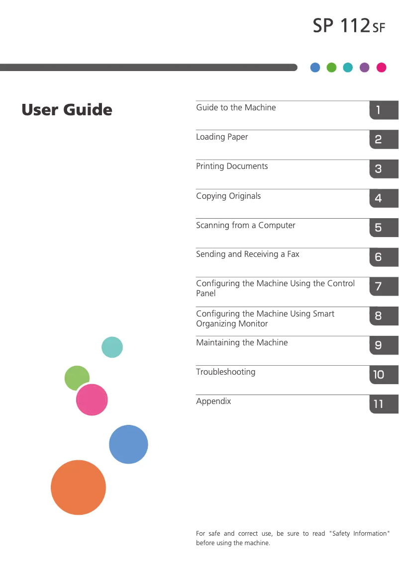 Page 1 of the manual User Manual Ricoh SP 112SF