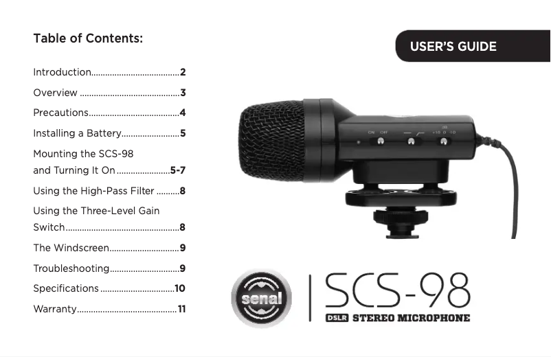 First page image of the manual for SCS-98