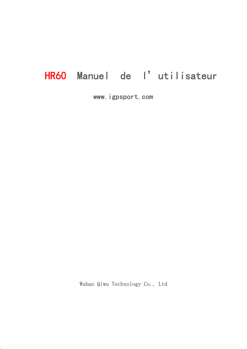 Page 1 of the manual User Manual iGPSport HR60