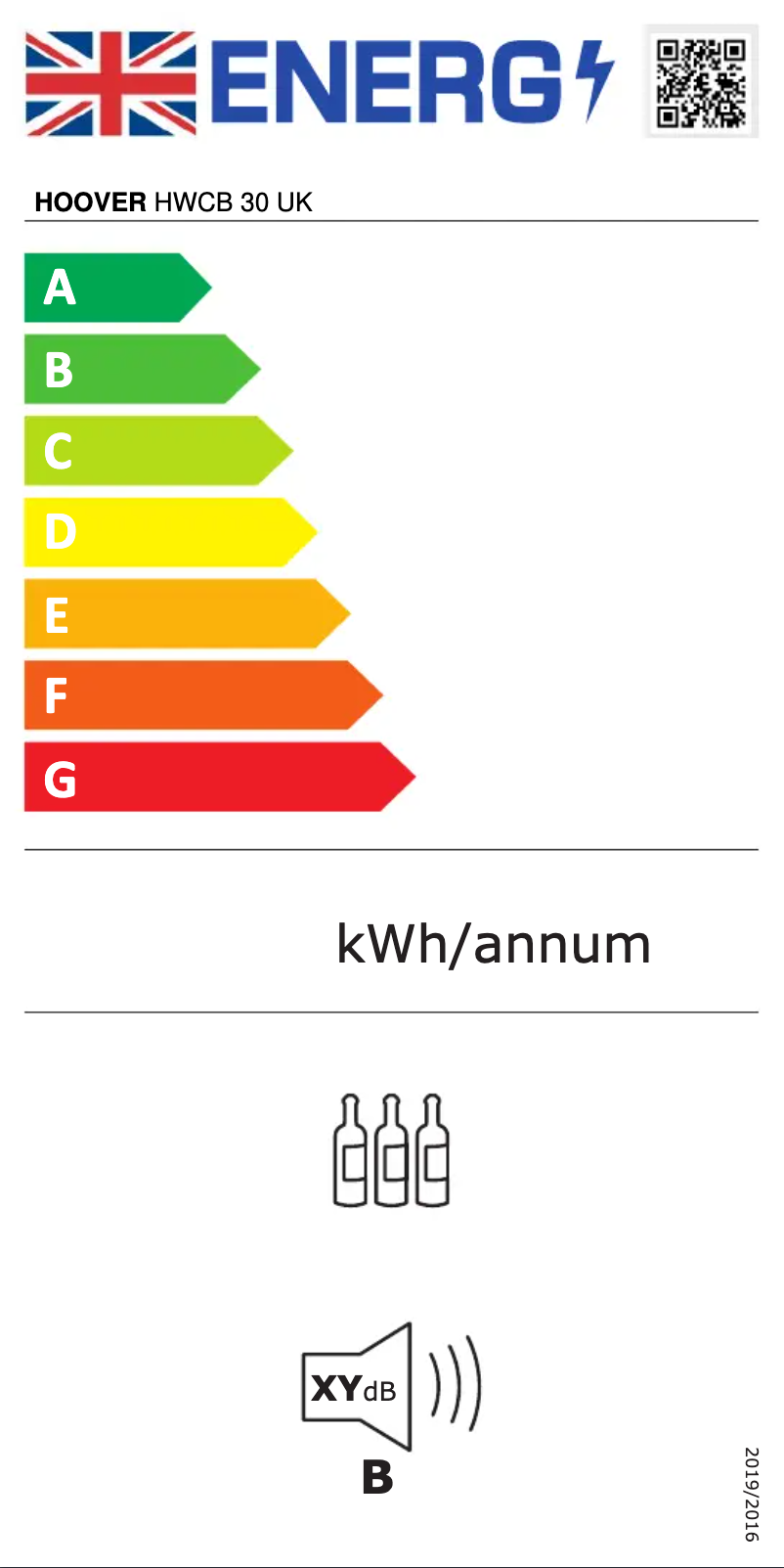 Page 1 of the manual Energy Label Hoover HWCB 30 UK