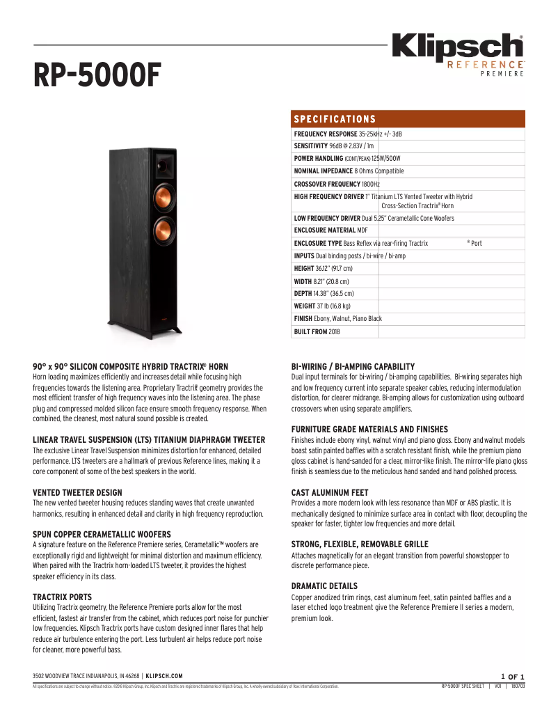 First page image of the manual for Reference Premiere RP-5000F