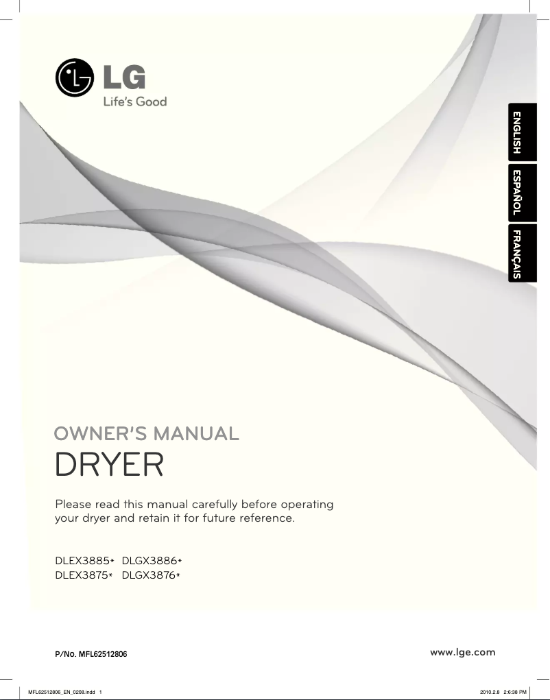 First page image of the manual for DLEX3875V