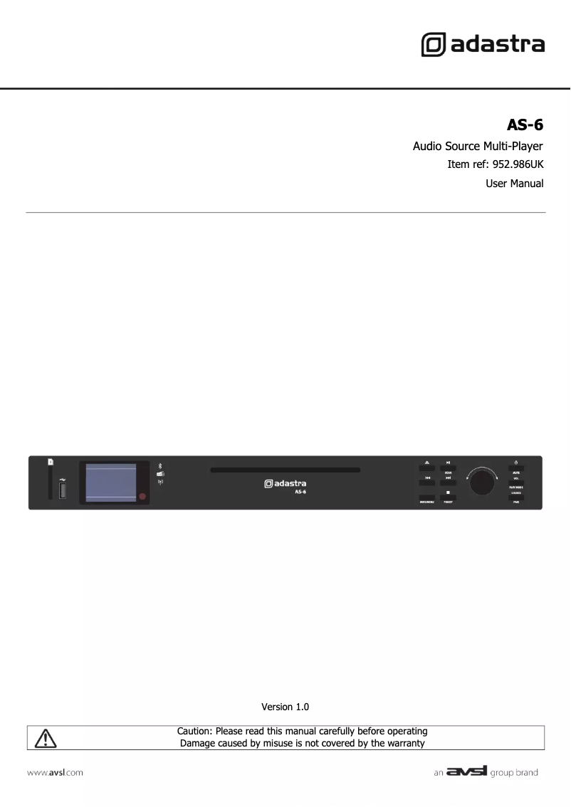 First page image of the manual for AS-6