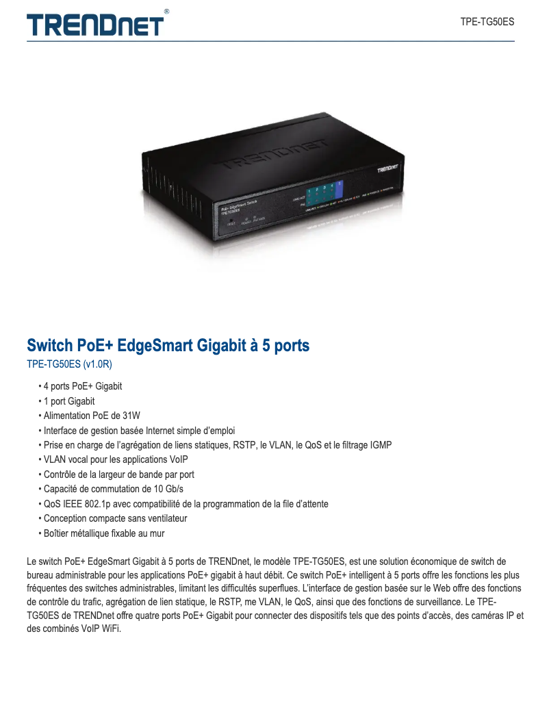 First page image of the manual for TPE-TG50ES