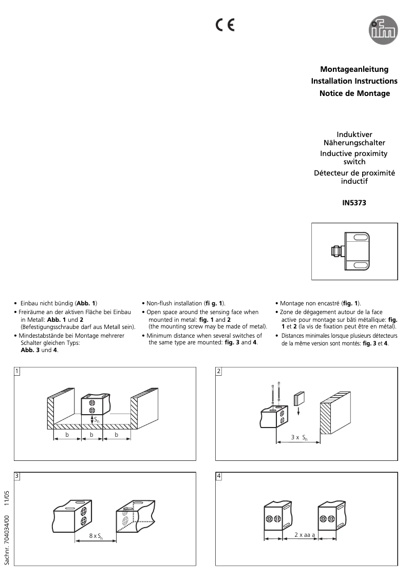 Page 1 of the manual User Manual IFM IN5373
