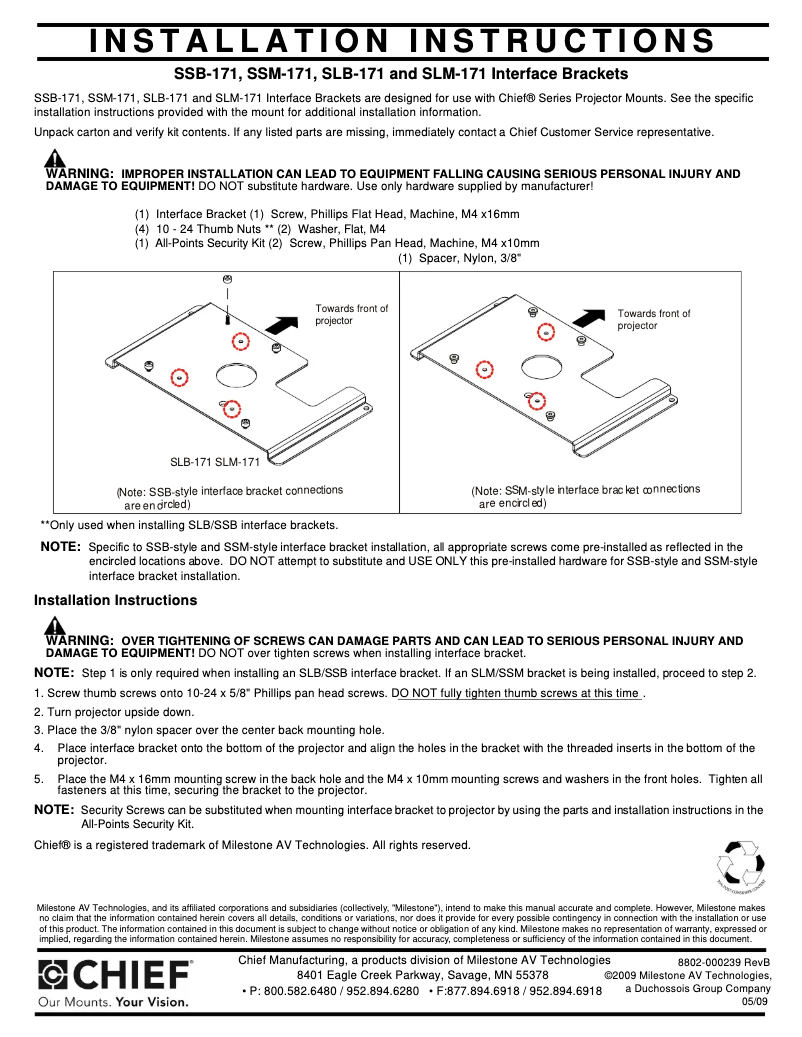 First page image of the manual for SLB171