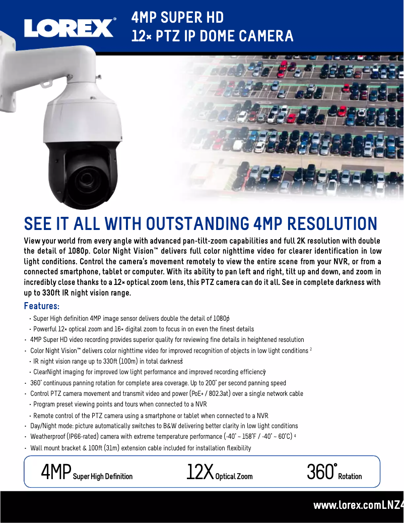 Page 1 of the manual Technical Sheet Lorex LNZ44P12B