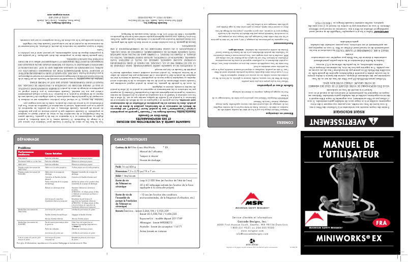 Image de la première page du manuel de l'appareil MiniWorks EX