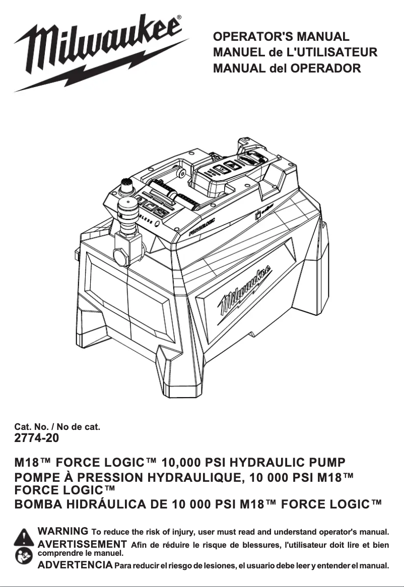 Page 1 of the manual User Manual Milwaukee 2774-20
