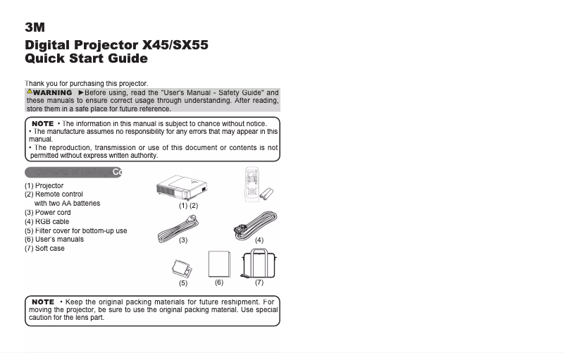 Page 1 of the manual User Manual 3M X45
