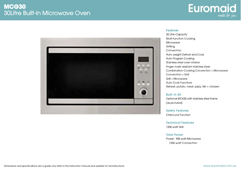 First page image of the manual for MCG30