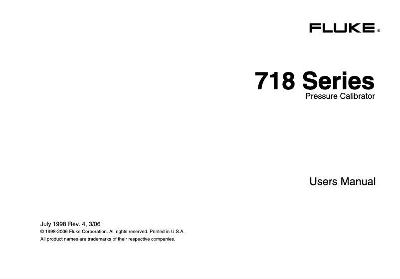 Page 1 of the manual User Manual Fluke 718 100G