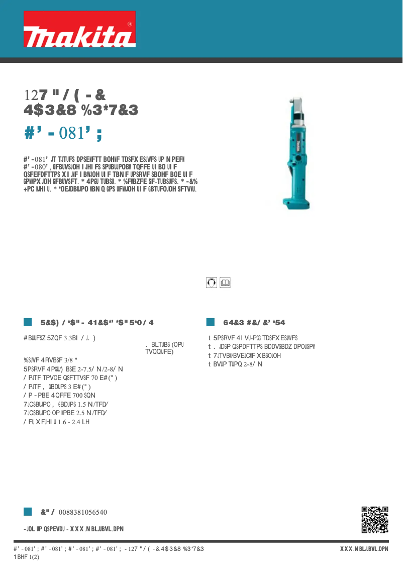 Page 1 of the manual Technical Sheet Makita BFL081FZ